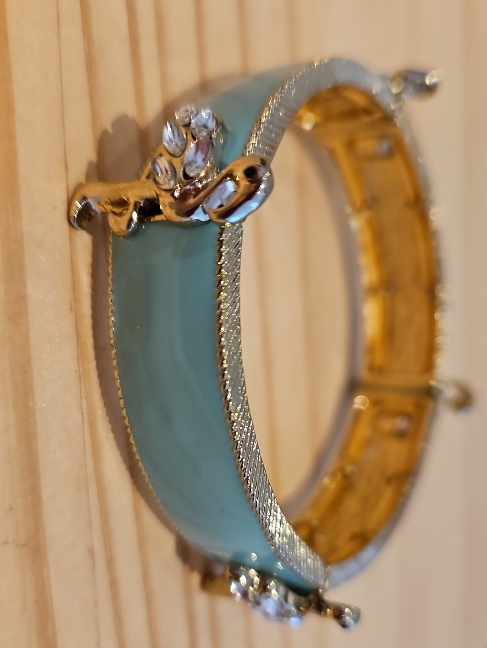 J. Crew Gold-Tone Turquoise Hinged Enamel Bracelet